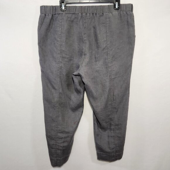 Ellen Tracy Women SZ L 100% Linen Elastic Waist Crop Pull On Cargo Pocket Pants - Picture 10 of 14